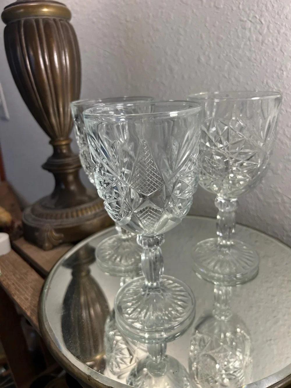 Crystal Cut Wine Goblet - Clear Glass (Set of 3)